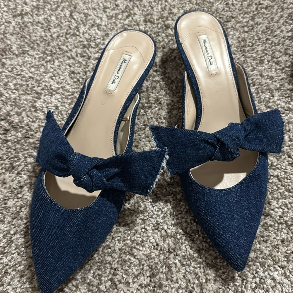 Massimo Dutti Brand New 40 Kitty Heels Denim